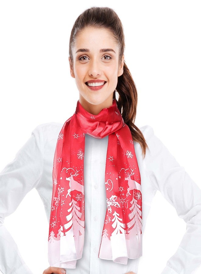 CBC Crown Christmas Theme Scarf, Christmas Scarf - Christmas Winter Day 13"x 60" Made In Korea (WINTER DAY-RED) - Image 1